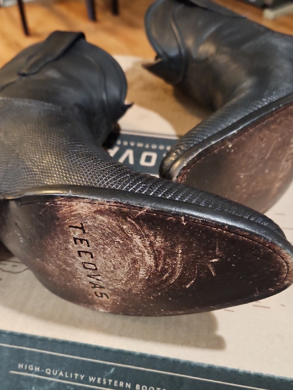 Tecovas Textured Black Leather Booties - Picture 5 of 5